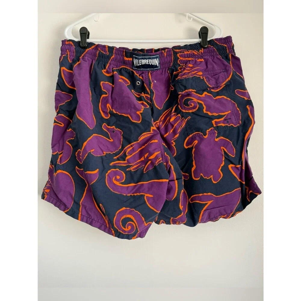 Vilebrequin Black with Stylized Dolphins Jellyfish Turtles Purple Orange XXXL